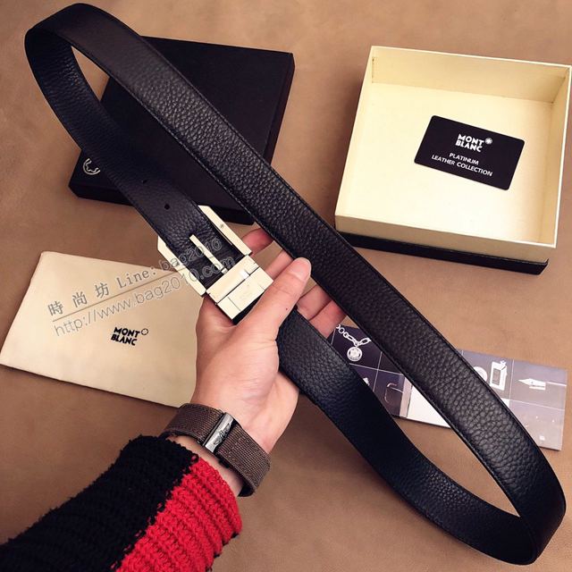 MONTBLANC皮帶 萬寶龍米蘭時裝周新款 專櫃原單 MONTBLANC男士牛皮腰帶  xfp2130